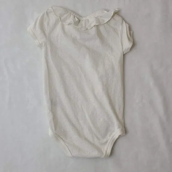 Garanimals Baby Girl White Short Sleeve One Piece Bodysuit Ruffle Collar 12M - Picture 4 of 10